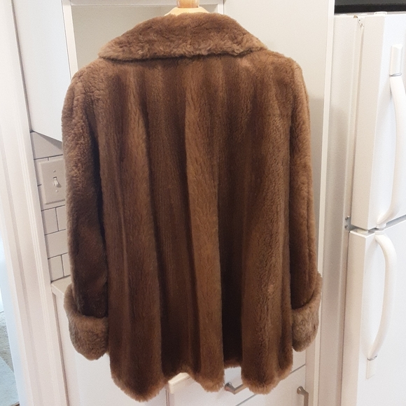 Vintage 1950s Sheared Real Fur Swing Coat - Picture 8 of 15
